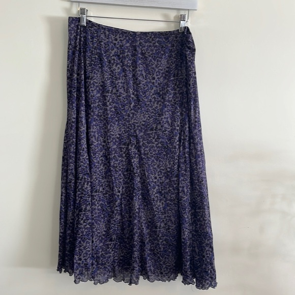 Coldwater Creek Midi Nylon Ruffle Skirt M Abstract Y2K Stretchy whimsigoth witch - Picture 1 of 7